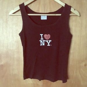 Black Rib Knit “I ♥️ NY” Fitted Midi Tank
